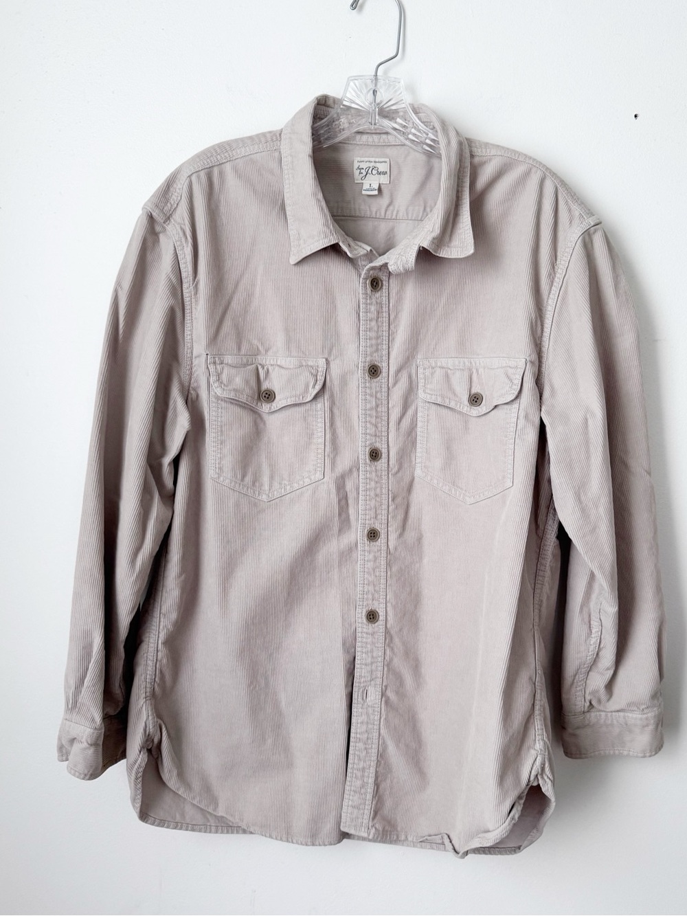 J. Crew light tan  Corduroy Button Shirt Jacket